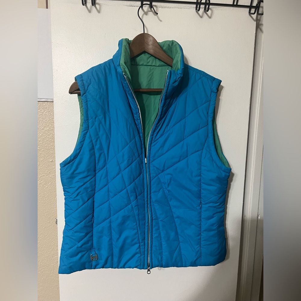Reversible Blue and Green Quilted Vest SzXL Winter Streetwear Y2K Cozy Classic